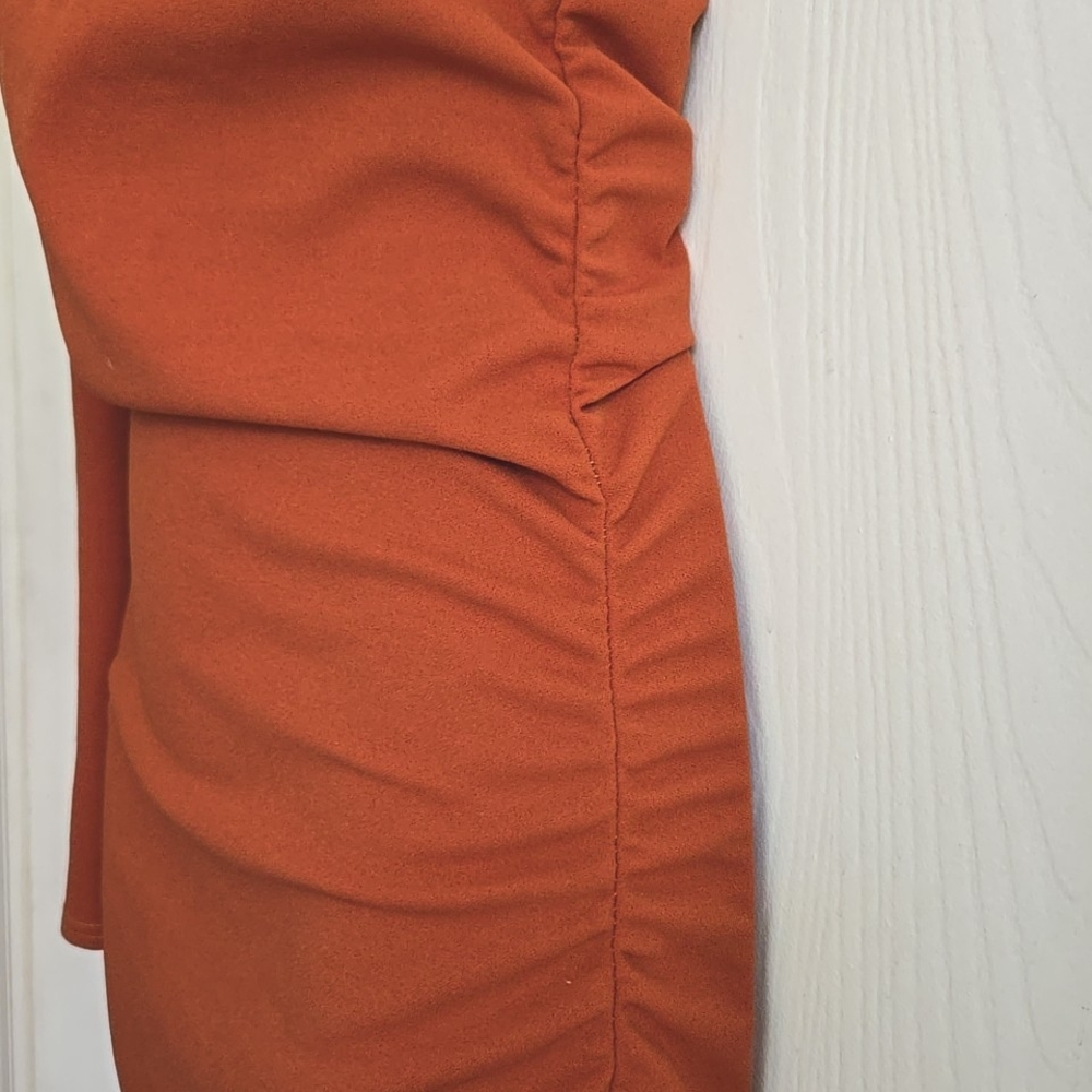 Pretty Little Thing | Rust Orange One Arm Bodycon Dress - Picture 9 of 11